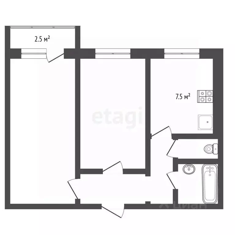 2-к кв. Московская область, Коломна Зеленая ул., 5Б (47.0 м) - Фото 2