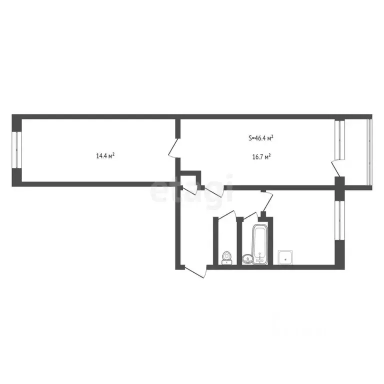 2-к кв. Брянская область, Клинцы ул. Ворошилова, 32 (46.4 м) - Фото 1