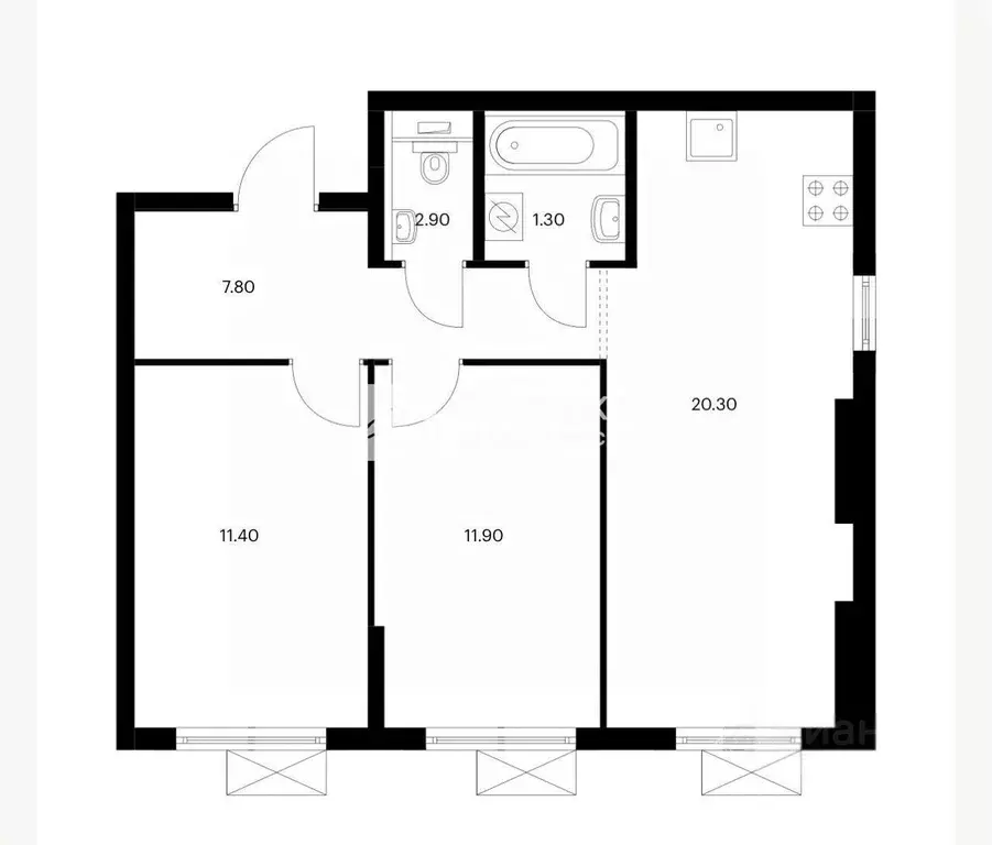 2-к кв. Москва Варшавское ш., 280к3 (55.6 м) - Фото 2
