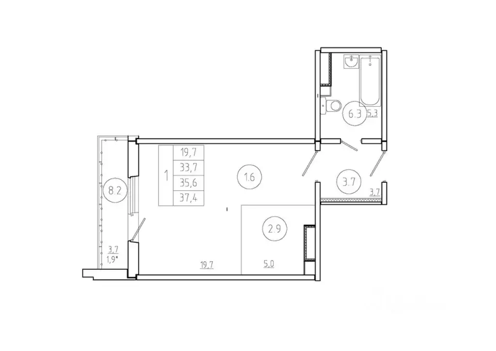 1-к кв. Красноярский край, Красноярск Мясокомбинат мкр,  (35.6 м) - Фото 0