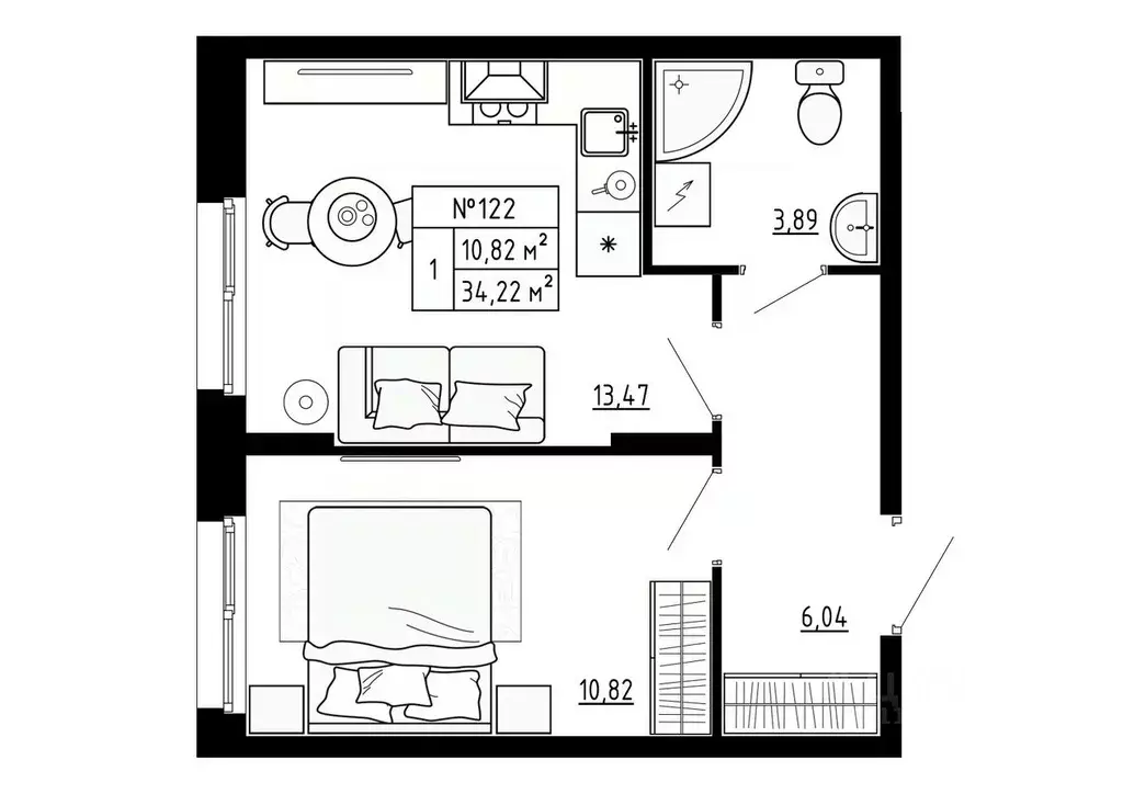 1-к кв. Ленинградская область, Ломоносовский район, Аннинское ... - Фото 1