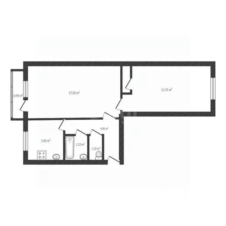 2-к кв. Брянская область, Брянск Орловская ул., 13 (43.5 м) - Фото 2
