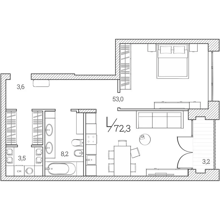 1-комнатная квартира: Тюмень, Первомайская улица, 1Аблок2 (72.3 м) - Фото 1