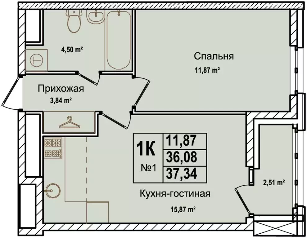 1-комнатная квартира: Нижний Новгород, улица Красных Зорь, 23Д (37.34 ... - Фото 0