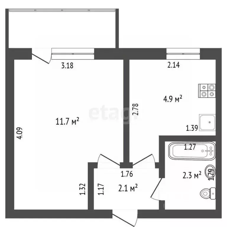 1-к кв. Калининградская область, Калининград Ангарская ул., 82 (21.5 ... - Фото 2