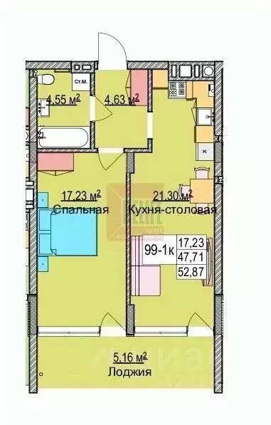 1-к кв. Калининградская область, Зеленоградск ул. Гагарина, 85к3 (52.2 ... - Фото 2