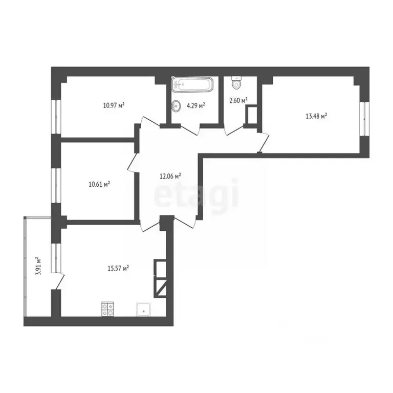 3-к кв. Тюменская область, Тюменский муниципальный округ, д. Патрушева ... - Фото 0