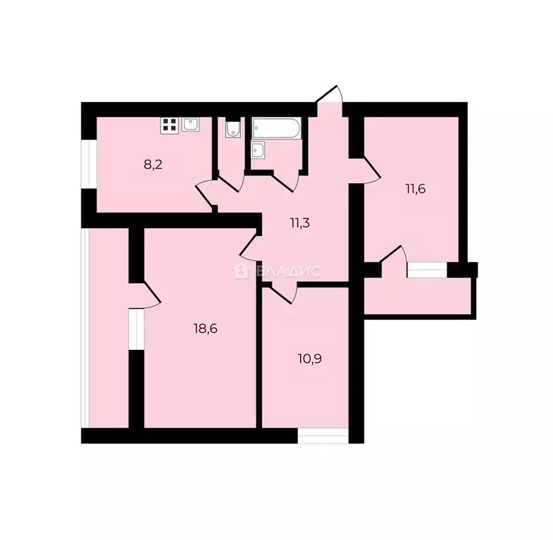 3-к кв. Московская область, Коломна ул. Ленина, 81 (69.9 м) - Фото 2