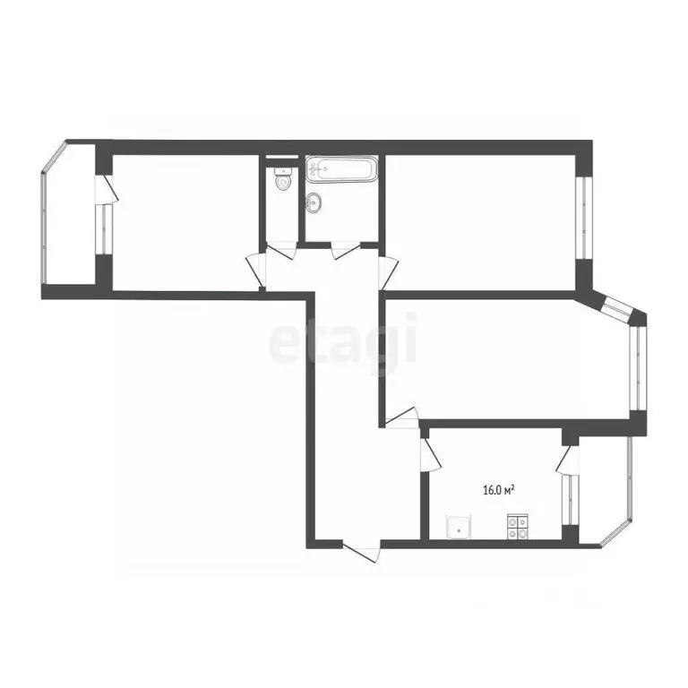 3-к кв. Тюменская область, Тюмень ул. Малыгина, 14к2 (95.0 м) - Фото 2