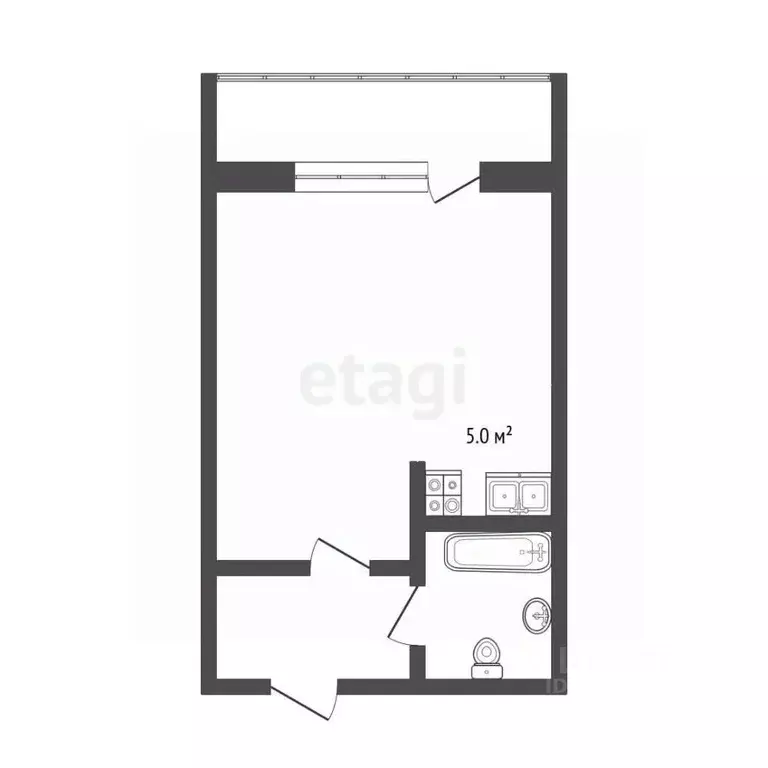 Студия Тюменская область, Тюмень ул. Владимира Бахарева, 3к1 (24.4 м) - Фото 1