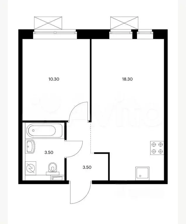 1-к. квартира, 36 м, 6/9 эт. - Фото 0