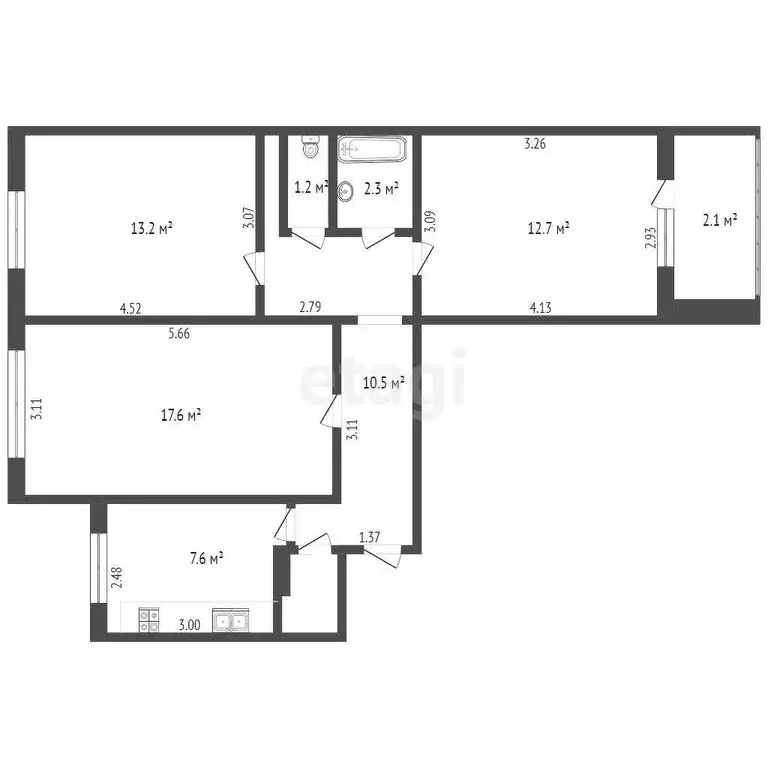 3-комнатная квартира: Тольятти, улица Автостроителей, 25 (64.8 м) - Фото 1