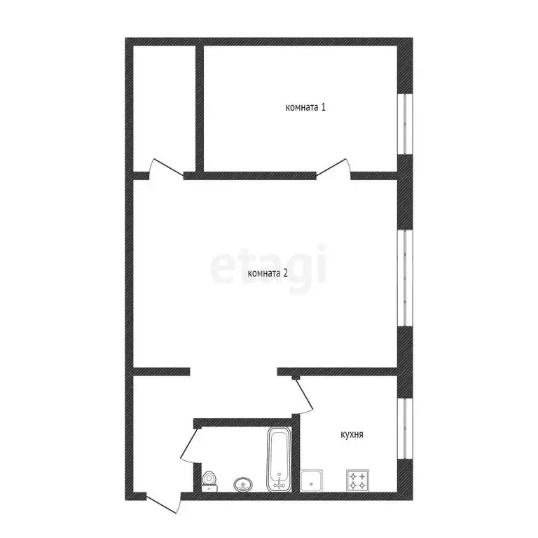 2-комнатная квартира: Златоуст, 2-я Тесьминская улица, 76 (41.6 м) - Фото 1