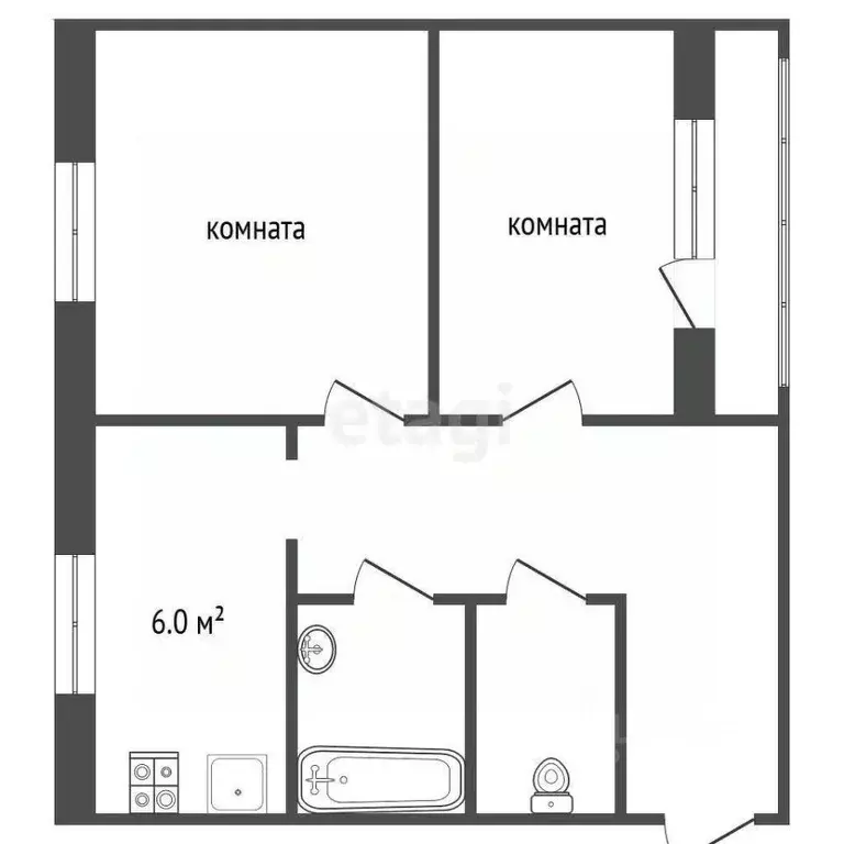 2-к кв. Саратовская область, Балашов ул. Энтузиастов, 20 (50.7 м) - Фото 1