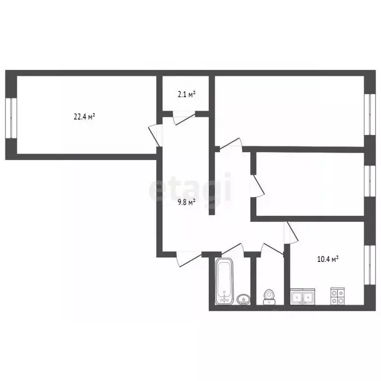 3-к кв. Ямало-Ненецкий АО, Новый Уренгой ул. Нефтяников, 14 (81.0 м) - Фото 2