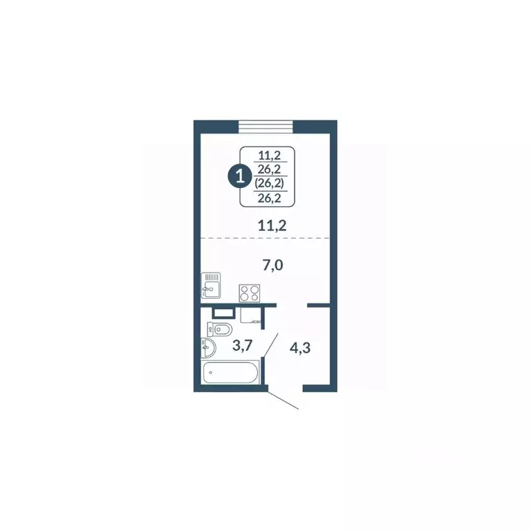 1-к кв. Кировская область, Киров Скандинавия жилой комплекс (26.2 м) - Фото 1