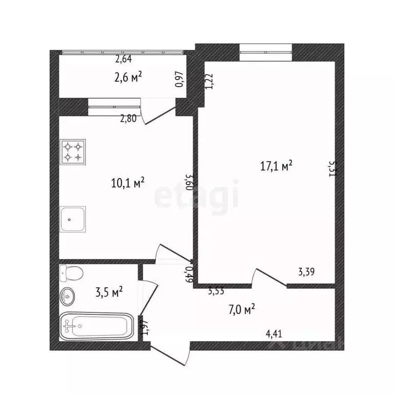 1-к кв. Калининградская область, Калининград Лужская ул., 23Б (42.4 м) - Фото 2