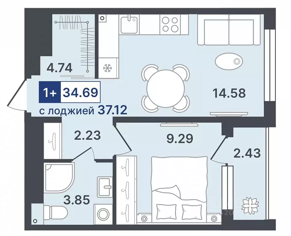 1-к кв. Тюменская область, Тюмень Гилевский жилрайон, Эпитеты жилой ... - Фото 1