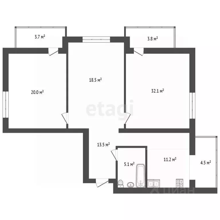 3-к кв. Калининградская область, Калининград Курганская ул., 3 (102.3 ... - Фото 2