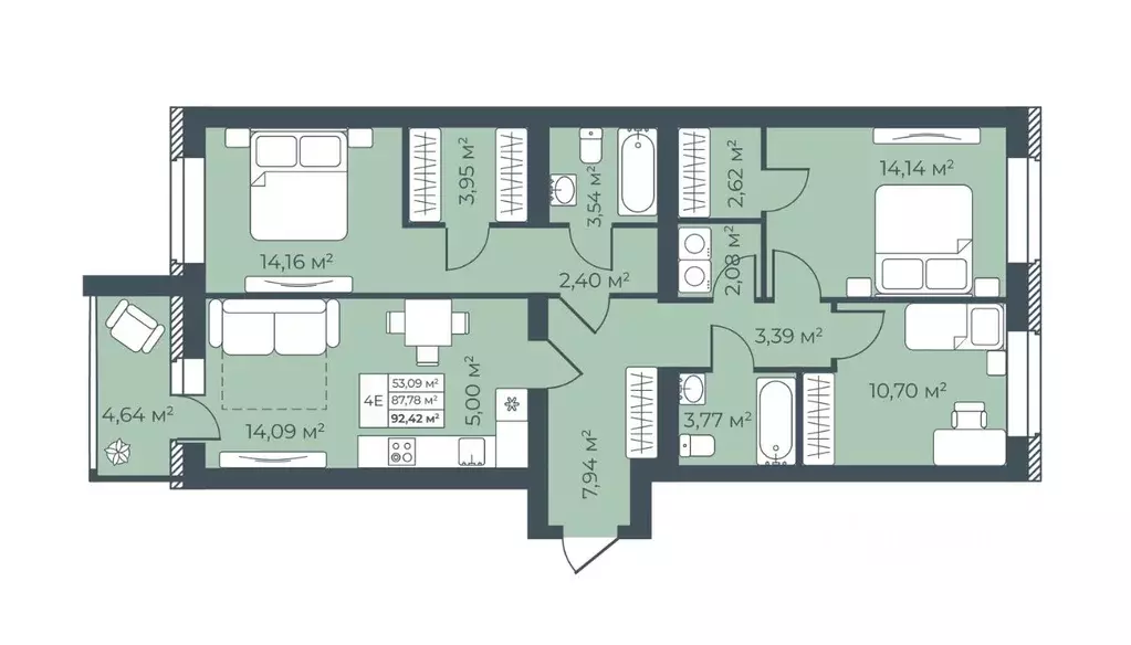 4-к кв. Воронежская область, Бобров  (92.42 м) - Фото 1