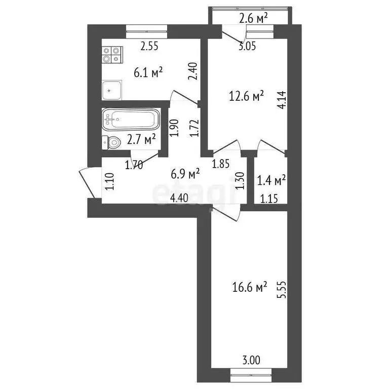 2-комнатная квартира: Ишим, улица Шаронова, 7 (46.3 м) - Фото 0
