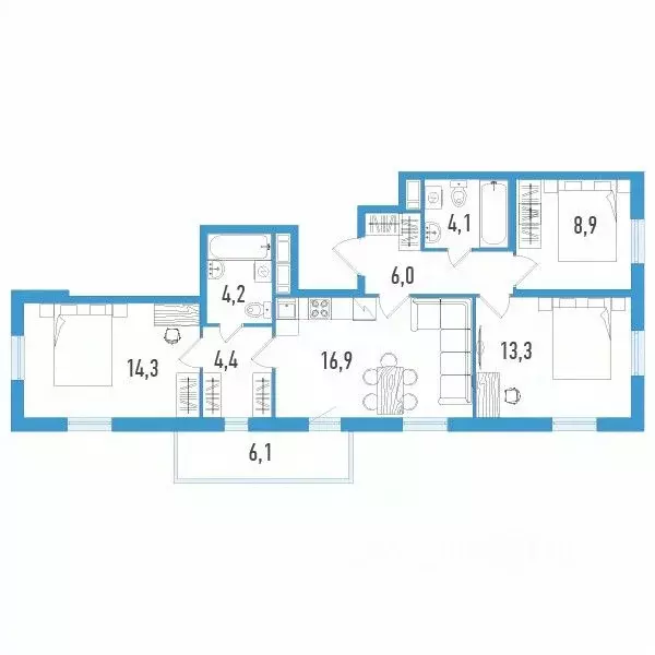 3-к кв. Санкт-Петербург пос. Шушары, ул. Чудовская, 14к2 (73.9 м) - Фото 0