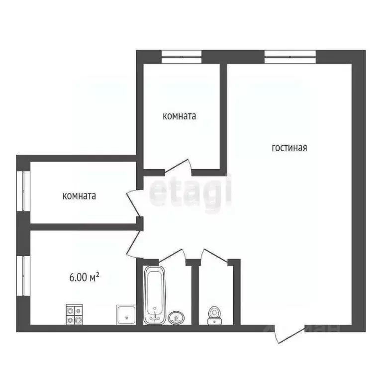 3-к кв. Забайкальский край, Чита ул. Евгения Гаюсана, 34 (61.2 м) - Фото 1