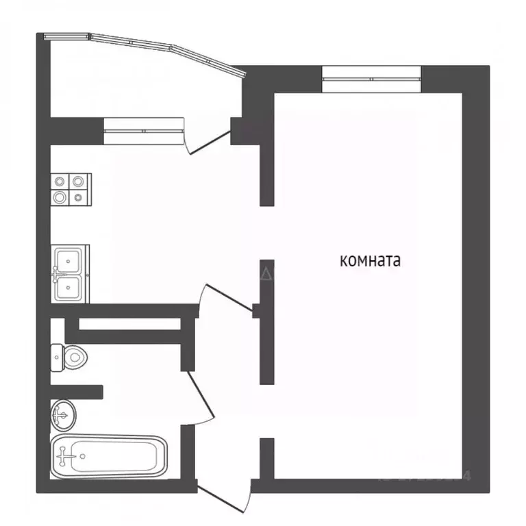 1-к кв. Тюменская область, Тюмень ул. Федюнинского, 58 (41.0 м) - Фото 2