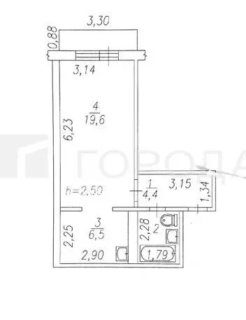 1-к кв. Кемеровская область, Новокузнецк просп. Строителей, 90Б (34.6 ... - Фото 2