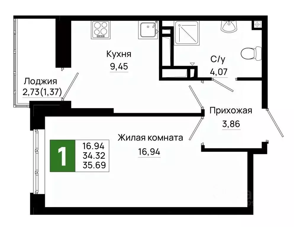 1-к кв. Ростовская область, Ростов-на-Дону Нефтекачка кв-л, Октябрь ... - Фото 0