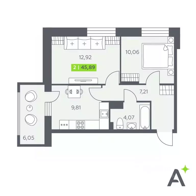 2-к кв. Ленинградская область, Всеволожский район, Заневское городское ... - Фото 1