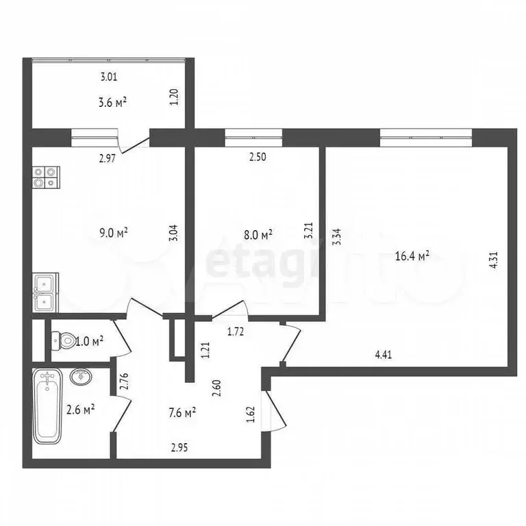 2-к. квартира, 46 м, 5/10 эт. - Фото 0