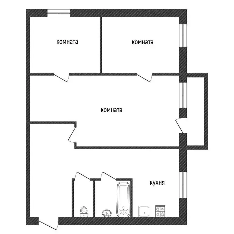 3-комнатная квартира: Кириши, проспект Ленина, 36 (46.9 м) - Фото 1