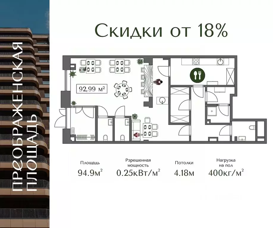 Помещение свободного назначения в Москва Жилой комплекс Преображенская ... - Фото 1