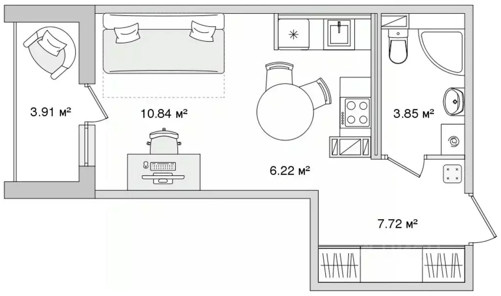 Студия Санкт-Петербург Белоостровская ул., 10к2 (32.54 м) - Фото 0