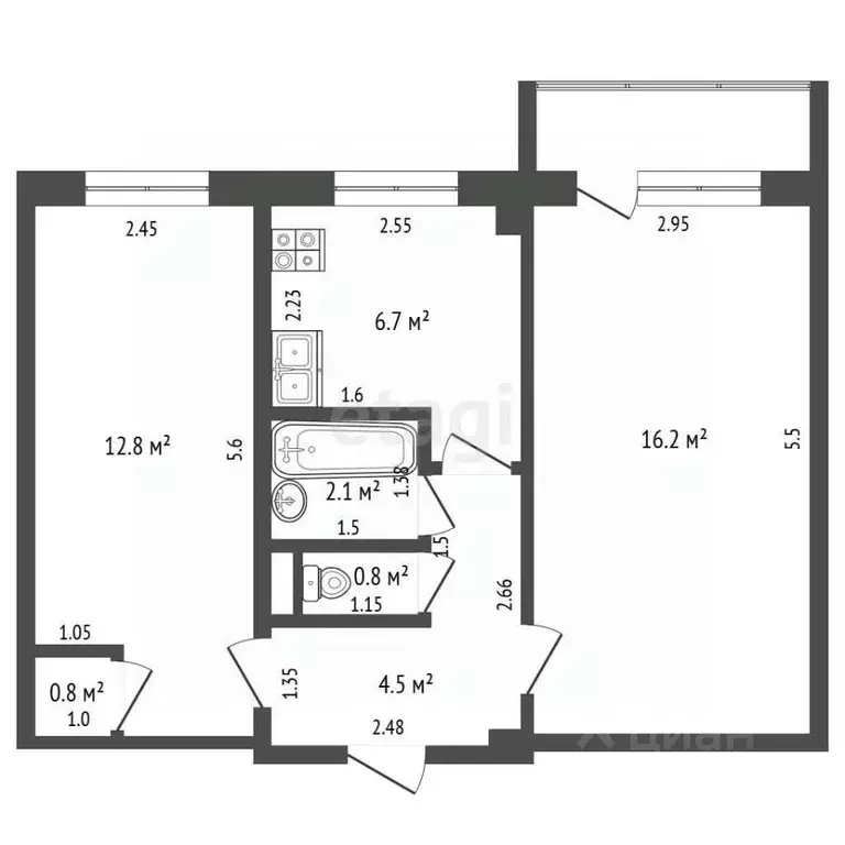 2-к кв. Калужская область, Медынь ул. Калинина, 36 (44.2 м) - Фото 2
