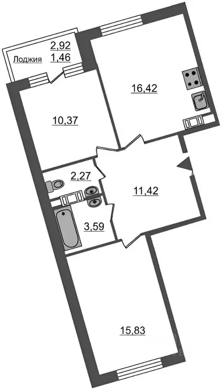2-к кв. Санкт-Петербург ул. Плесецкая, 6 (61.36 м) - Фото 2