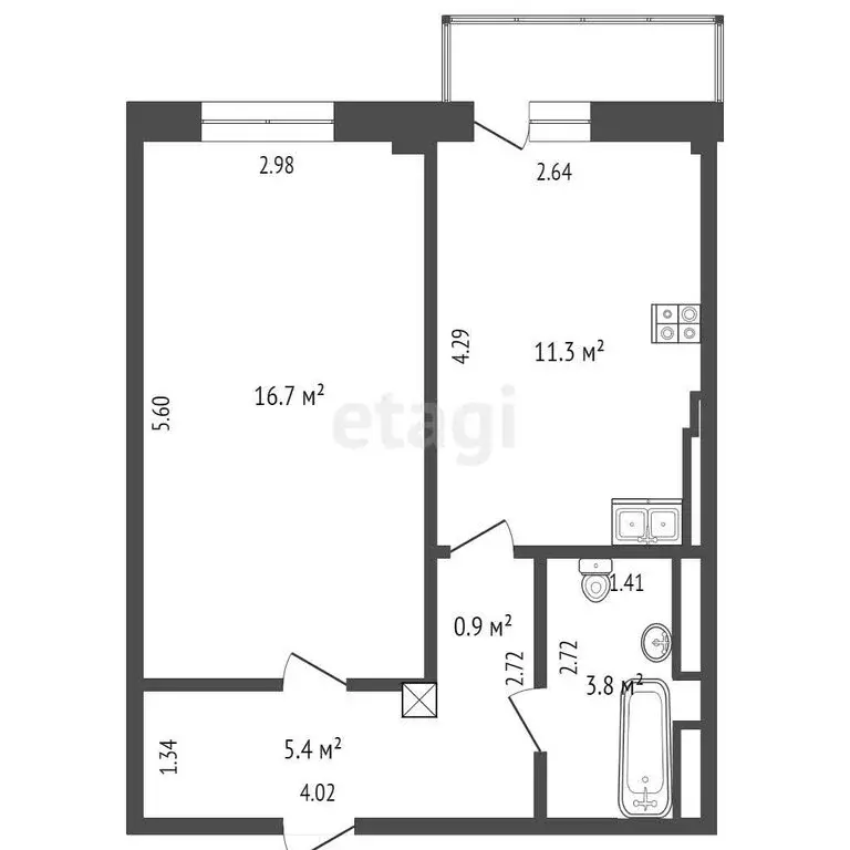 1-комнатная квартира: Тюмень, Вятский проезд, 28 (37.7 м) - Фото 0