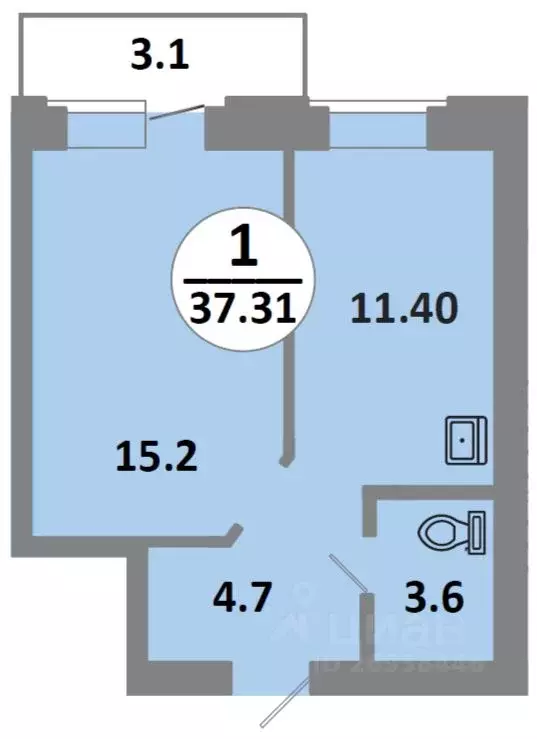 1-к кв. Красноярский край, Красноярск Соколовская ул., 52 (35.2 м) - Фото 0