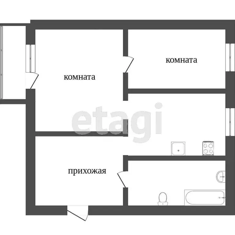 2-комнатная квартира: Ирбит, Пролетарская улица, 48 (43.1 м) - Фото 0