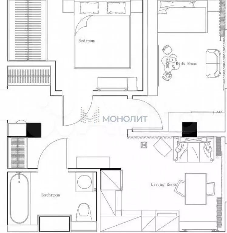 2-к. квартира, 44 м, 2/6 эт. - Фото 0