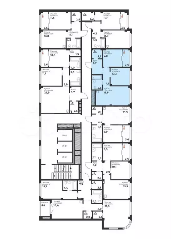 2-к. квартира, 55 м, 4/24 эт. - Фото 1