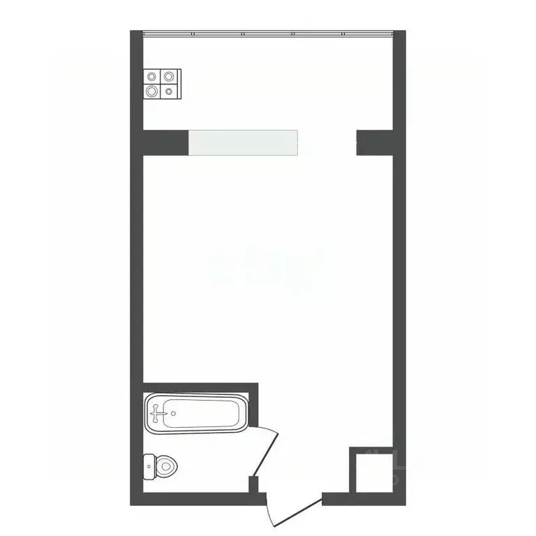 Студия Тюменская область, Тюмень ул. Седова, 66 (16.9 м) - Фото 1