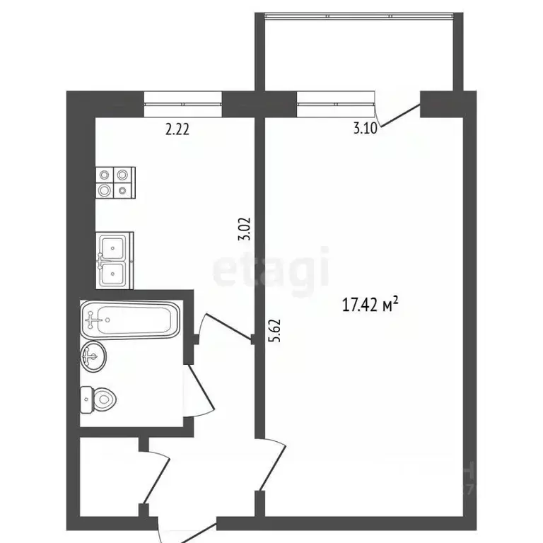 1-к кв. Белгородская область, Белгород ул. Щорса, 27 (31.0 м) - Фото 2