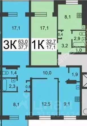 3-к кв. Нижегородская область, Нижний Новгород Южное ш., 2Б (63.1 м) - Фото 0