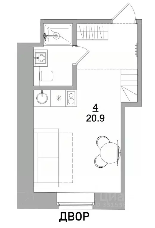 Студия Москва Страстной бул., 4С3 (22.2 м) - Фото 1