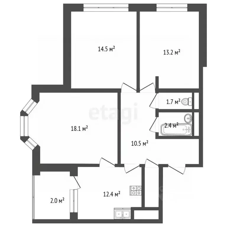 3-к кв. Московская область, Одинцово ул. Кутузовская, 12 (75.0 м) - Фото 2