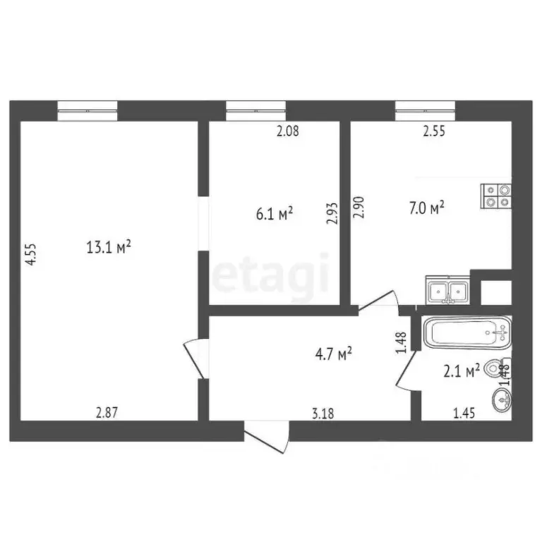 2-к кв. Самарская область, Самара Дальняя ул., 8 (43.0 м) - Фото 2
