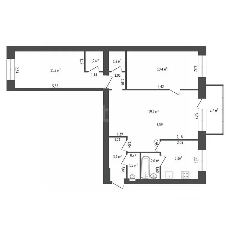 3-к кв. Башкортостан, Уфа Интернациональная ул., 121 (56.9 м) - Фото 1