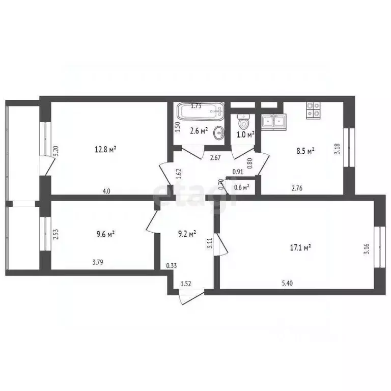3-к кв. Крым, Красноперекопск 1-й мкр, 27 (65.3 м) - Фото 1